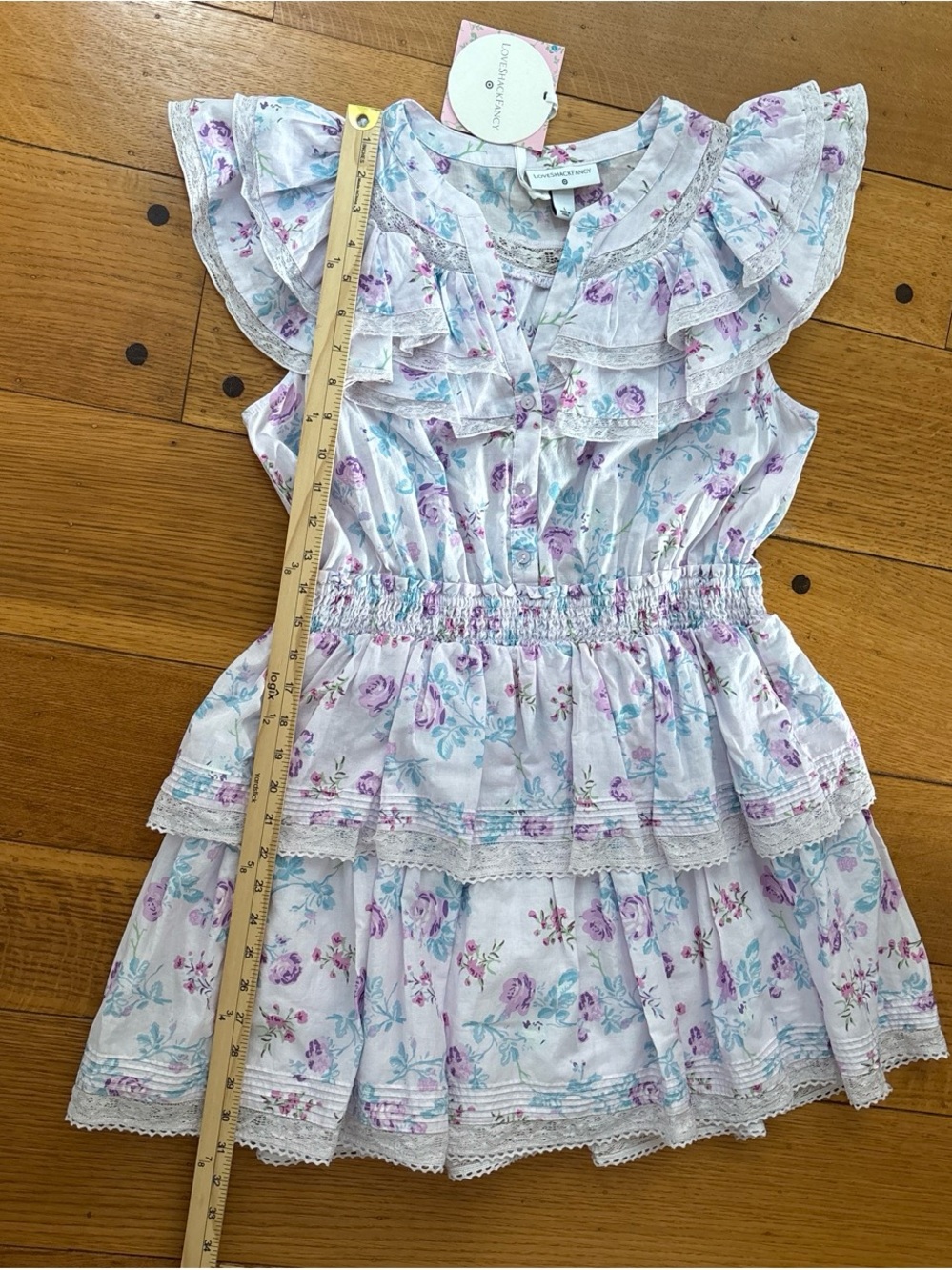 LoveShackFancy Lavender Floral Ruffle Mini Dress - Picture 8 of 11